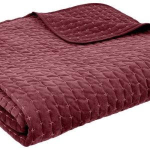Vínový sametový prošívaný přehoz 240x260 cm Attica Velvet – Bianca