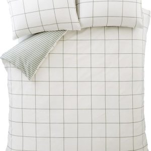 Zelené/krémové flanelové povlečení na dvoulůžko 200x200 cm Brushed Regal Check – Bianca