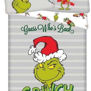Zelené/šedé bavlněné dětské povlečení na jednolůžko 200x140 cm Grinch – Jerry Fabrics