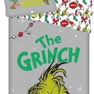 Zelené/šedé bavlněné dětské povlečení na jednolůžko 200x140 cm Grinch – Jerry Fabrics