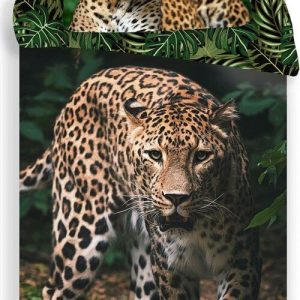 Bavlněné dětské povlečení na jednolůžko 140x200 cm Leopard "Green" – Jerry Fabrics