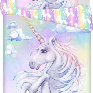 Bavlněné dětské povlečení na jednolůžko 140x200 cm Unicorn "Pastel Rainbow" – Jerry Fabrics
