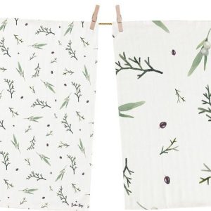 Bavlněné utěrky s vánočním motivem v sadě 2 ks 50x70 cm Delicate Green – Butter Kings