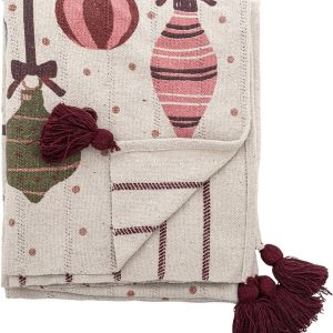 Béžová deka s vánočním motivem z recyklované bavlny 130x160 cm Ornamentia – Bloomingville