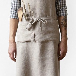 Béžová lněná zástěra Linen Tales Chef