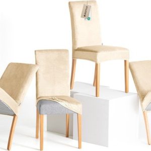 Béžové napínací potahy v sadě 4 ks na židli 48 cm Sento – Restilo