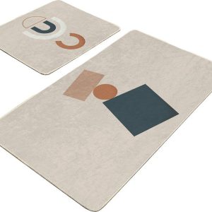 Béžové sametové koupelnové předložky v sadě 2 ks 60x100 cm Geometry Shapes – Mila Home