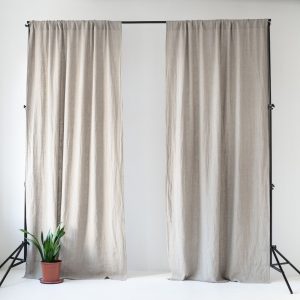Béžový lněný závěs s tunýlkem Linen Tales Night Time