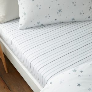 Bílé napínací bavlněné dětské prostěradlo do postýlky 70x140 cm Stars – Bianca