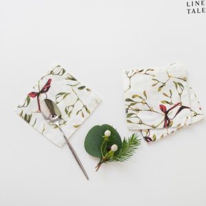 Bílé podtácky s vánočním motivem v sadě 4 ks – Linen Tales