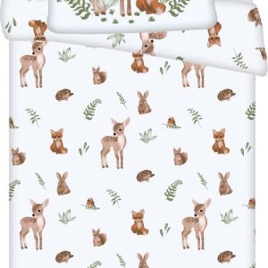 Bílo-hnědé bavlněné dětské povlečení do postýlky 100x135 cm Forest Animals – Jerry Fabrics