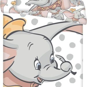 Bílo-šedé bavlněné dětské povlečení do postýlky 100x135 cm Dumbo "Dots" – Jerry Fabrics