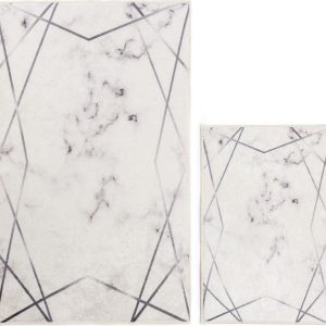 Bílo-šedé koupelnové předložky v sadě 2 ks 60x100 cm Geometric – Mila Home