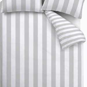 Prodloužené bílo-šedé povlečení na dvoulůžko 230x220 cm Cove Stripe – Catherine Lansfield