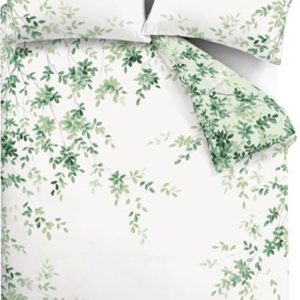 Bílo-zelené bavlněné prodloužené povlečení na dvoulůžko 230x220 cm Scenic Leaves – RHS