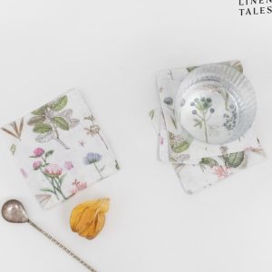 Bílo-zelené látkové podtácky v sadě 4 ks White Botany – Linen Tales