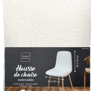 Bílý napínací potah na židli 50 cm Laina – douceur d'intérieur