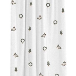 Bílý závěs z bavlněného saténu 110x250 cm Festive Car – Butter Kings