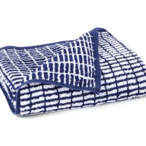 Bílý/modrý froté ručník s příměsí bambusu 50x100 cm Nuance – JUNA