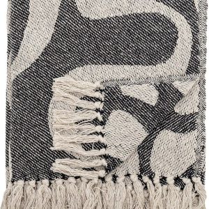 Černá/béžová deka z recyklované bavlny 130x160 cm Salobre – Bloomingville