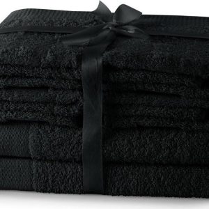 Černé froté bavlněné ručníky a osušky v sadě 6 ks Amari – Restilo
