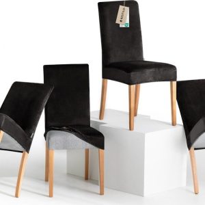 Černé napínací potahy v sadě 4 ks na židli 48 cm Sento – Restilo
