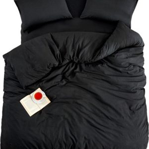 Černé povlečení na dvoulůžko/prodloužené s prostěradlem/4dílné 200x220 cm Classic – Mila Home