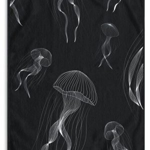 Černobílá plážová osuška 90x180 cm Jellyfish – DecoKing