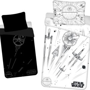 Černobílé bavlněné dětské povlečení se svítícím efektem na jednolůžko 140x200 cm Star Wars – Jerry Fabrics