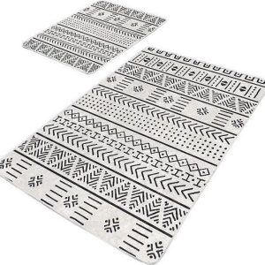 Černobílé koupelnové předložky v sadě 2 ks 60x100 cm – Mila Home