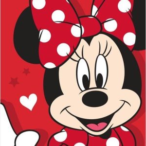 Červená bavlněná dětská osuška 70x140 cm Minnie "Red heart" – Jerry Fabrics