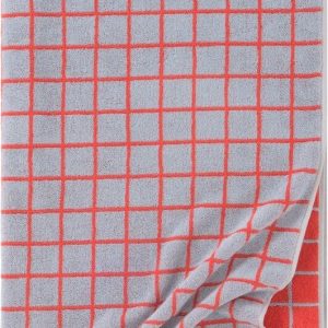 Červená/světle modrá bavlněná osuška 90x150 cm Grid – Jotex