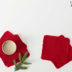 Červené podtácky v sadě 4 ks – Linen Tales