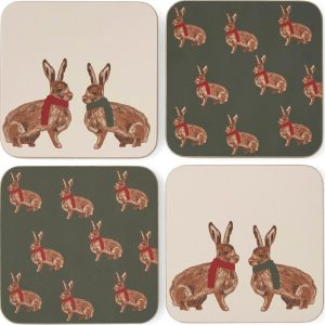 Červené/tmavě zelené korkové podtácky v sadě 4 ks Heritage Hare – Cooksmart ®