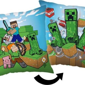 Dětský polštářek z mikroplyše 40x40 cm Minecraft Creeper Rush – Jerry Fabrics