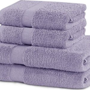 Froté bavlněné ručníky a osušky v levandulové barvě v sadě 4 ks Marina – DecoKing
