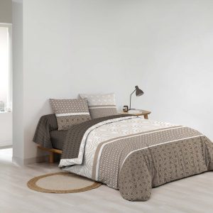 Hnědé bavlněné povlečení na dvoulůžko/prodloužené s prostěradlem/6dílné 240x220 cm Pacha – douceur d'intérieur