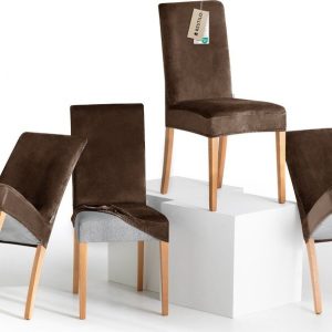 Hnědé napínací potahy v sadě 4 ks na židli 48 cm Sento – Restilo