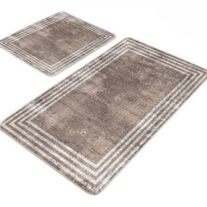 Hnědé sametové koupelnové předložky v sadě 2 ks 60x100 cm – Mila Home