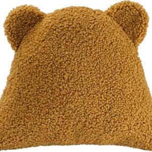 Hnědý dětský pohovkový polštář z textilie bouclé Bear – Wigiwama