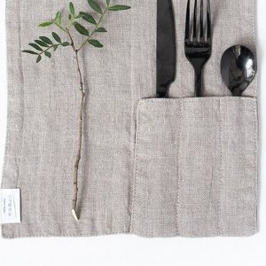 Lněná kapsa na příbor 2 ks 23x23 cm Natural – Linen Tales