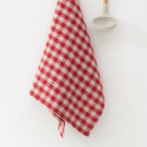 Lněná utěrka 45x65 cm Red Gingham – Linen Tales