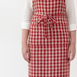 Lněná zástěra Red Gingham – Linen Tales