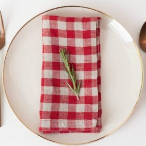Lněné ubrousky v sadě 2 ks Red Gingham – Linen Tales