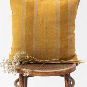 Lněný povlak na polštář 40x40 cm Amber Bronze Stripes – Linen Tales