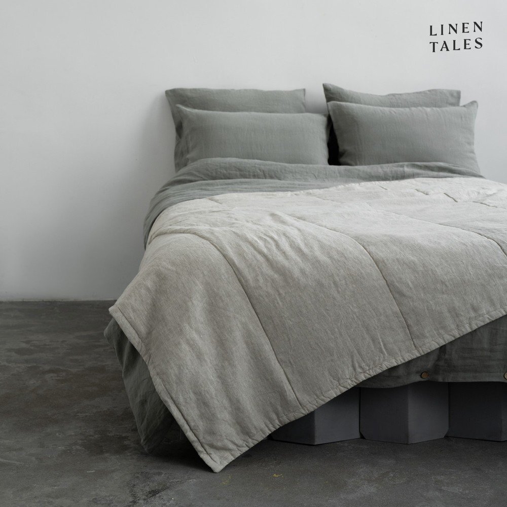 Lněný prošívaný přehoz v přírodní barvě 220x230 cm Melange – Linen Tales