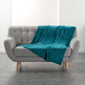 Modrá deka z mikroflanelu 125x150 cm Flanou – douceur d'intérieur