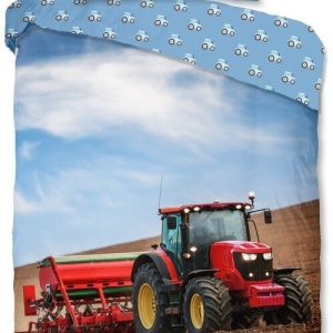 Modré flanelové dětské povlečení na jednolůžko 140x200 cm Tractor – Good Morning