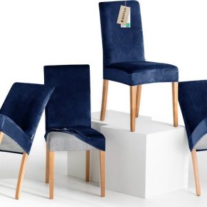 Modré napínací potahy v sadě 4 ks na židli 48 cm Sento – Restilo