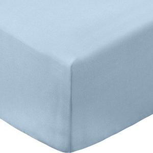 Modré napínací prostěradlo z bavlněného perkálu 90x190 cm Cotton Percale – Bianca